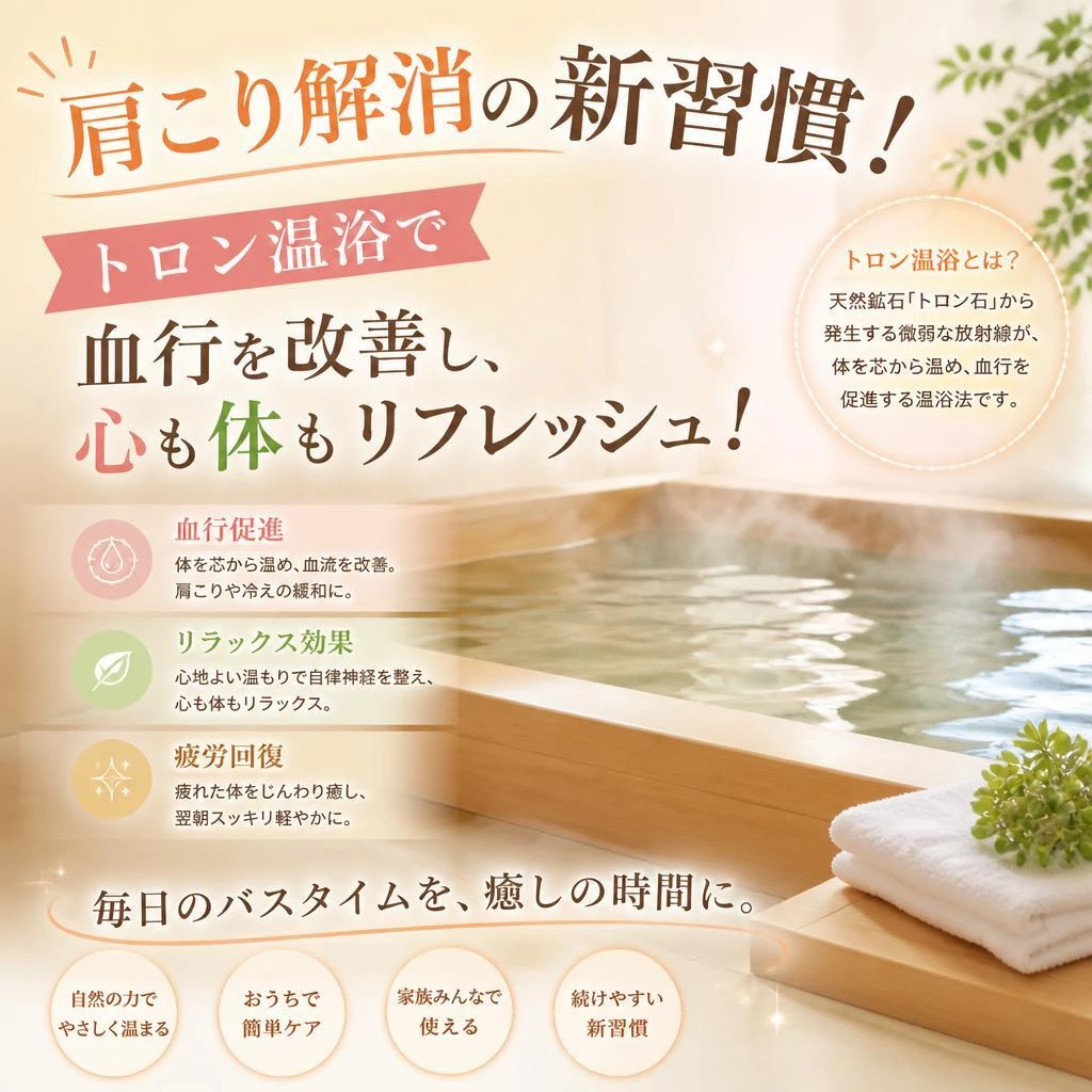 肩こり解消の新習慣！トロン温浴で血行を改善し、心も体もリフレッシュ！